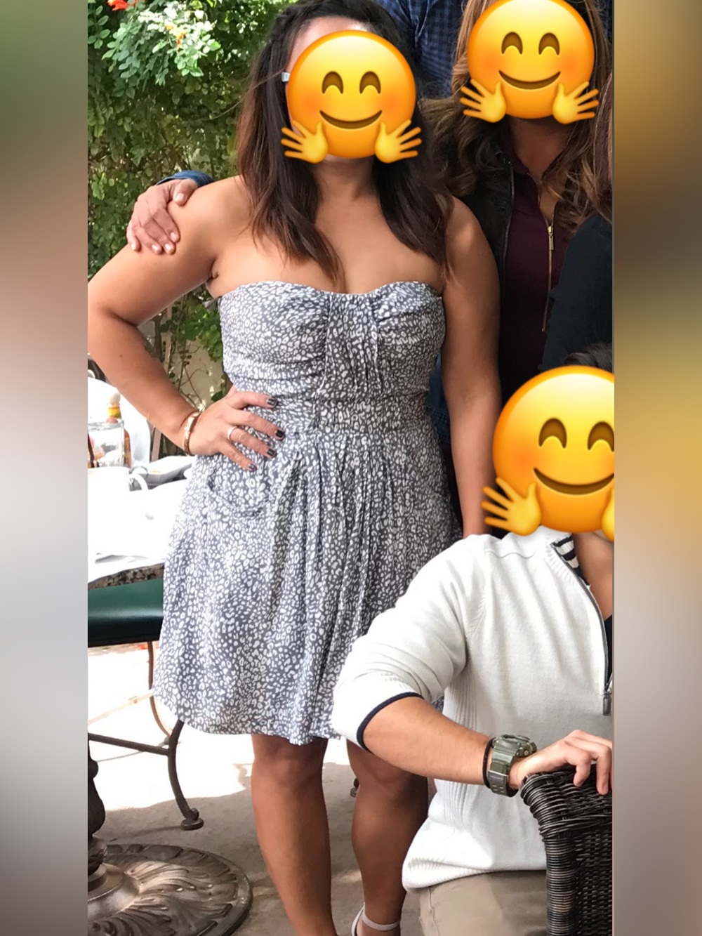 Chic Grey and White Strapless Dress
